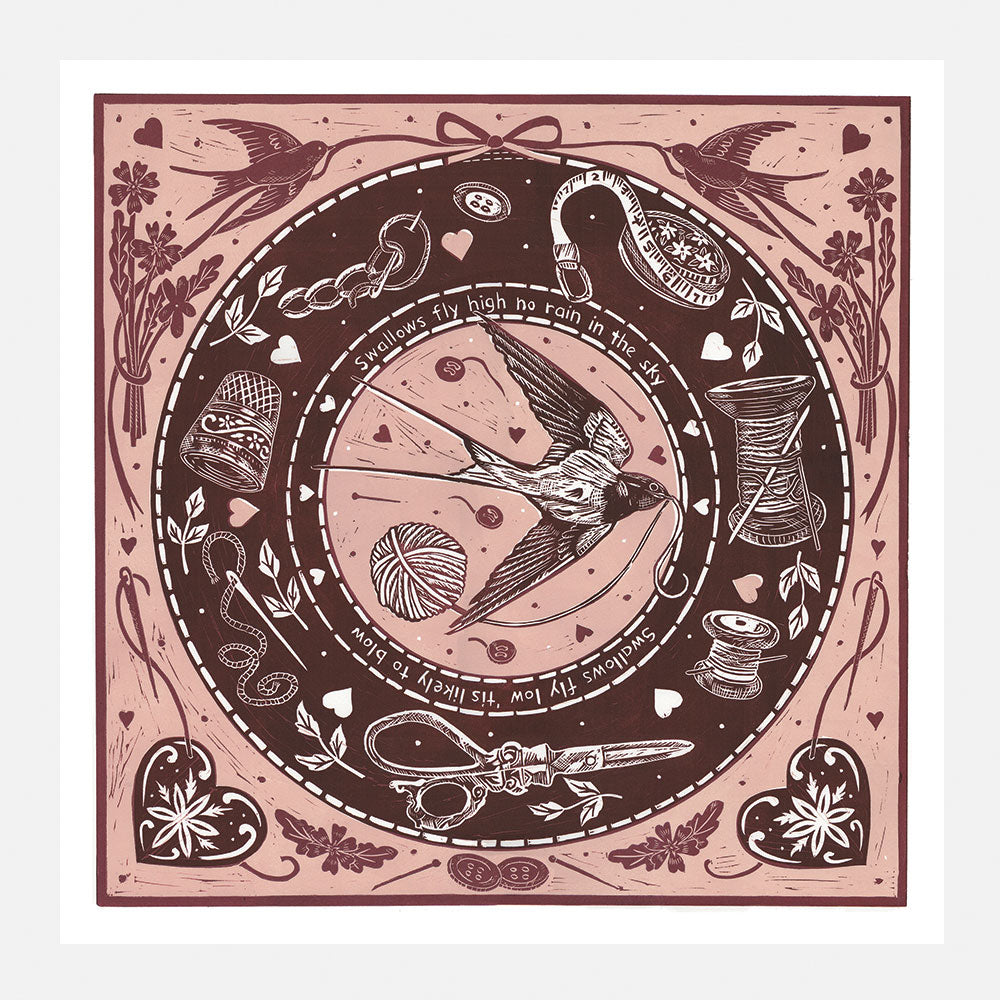 Swallow Seamstress Giclee Print Pink