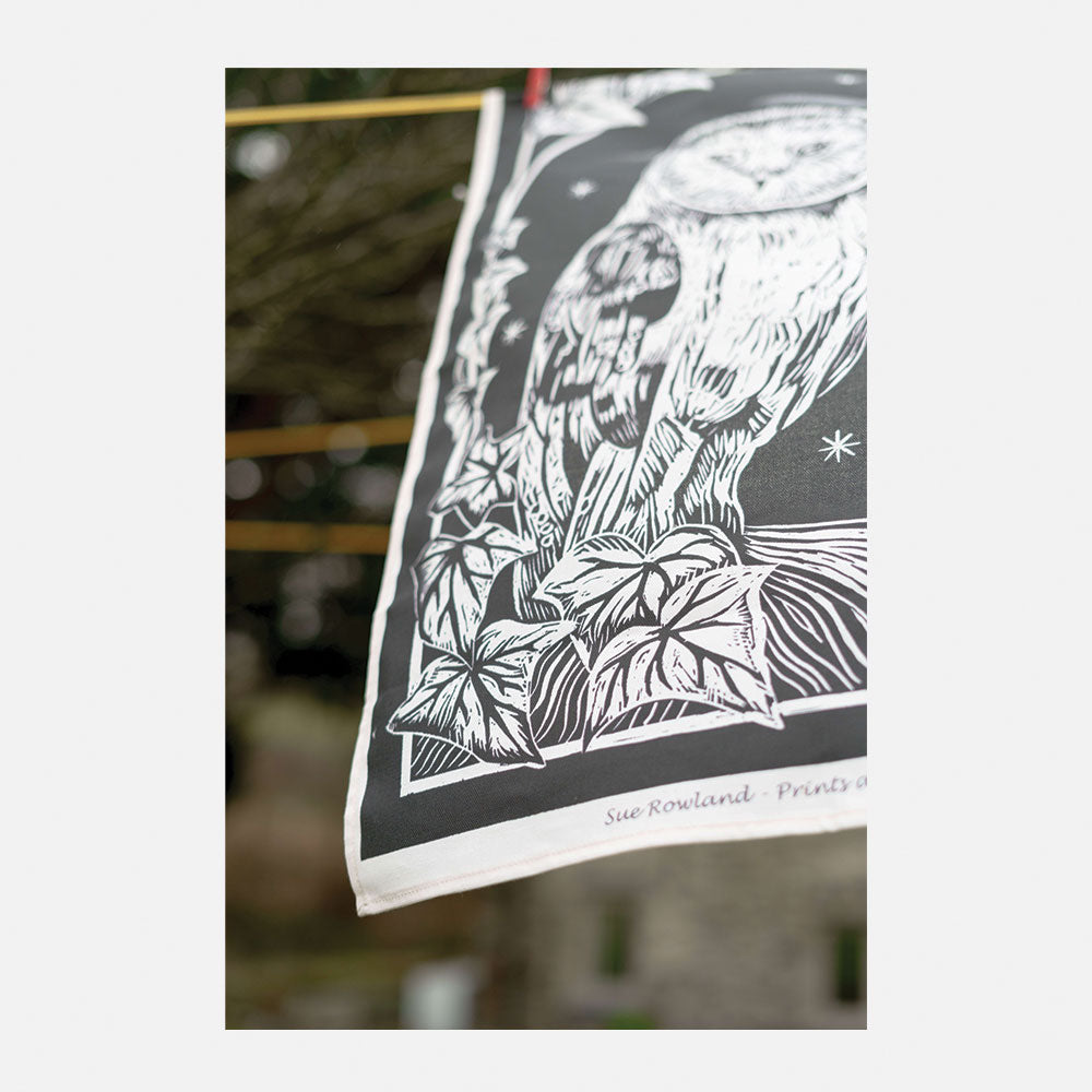 Winter Owl Tea Towel