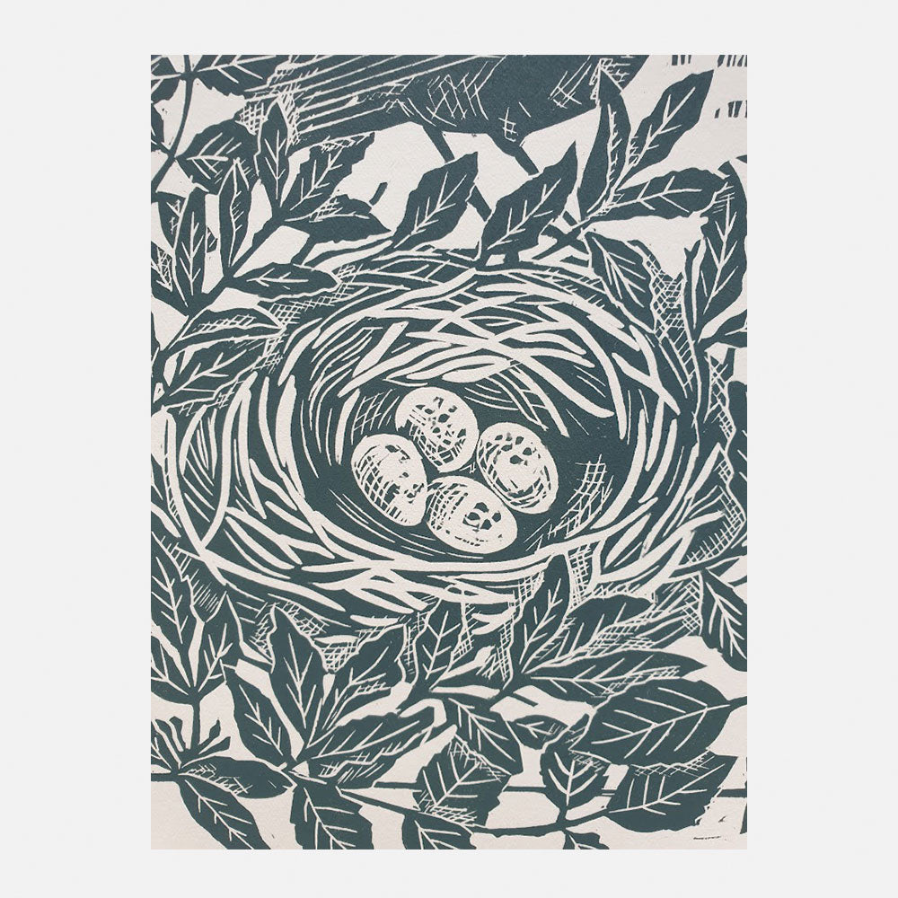 Blackbirds Slate Grey on Cream