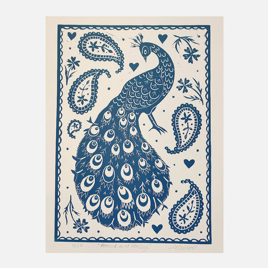 Peacock and Paisley - Blue