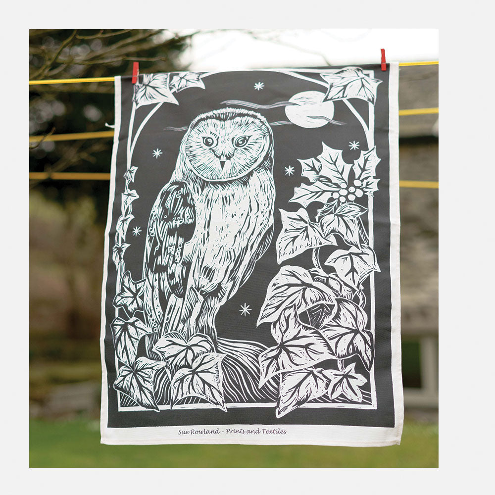 Winter Owl Tea Towel