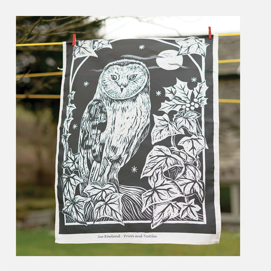 Winter Owl Tea Towel